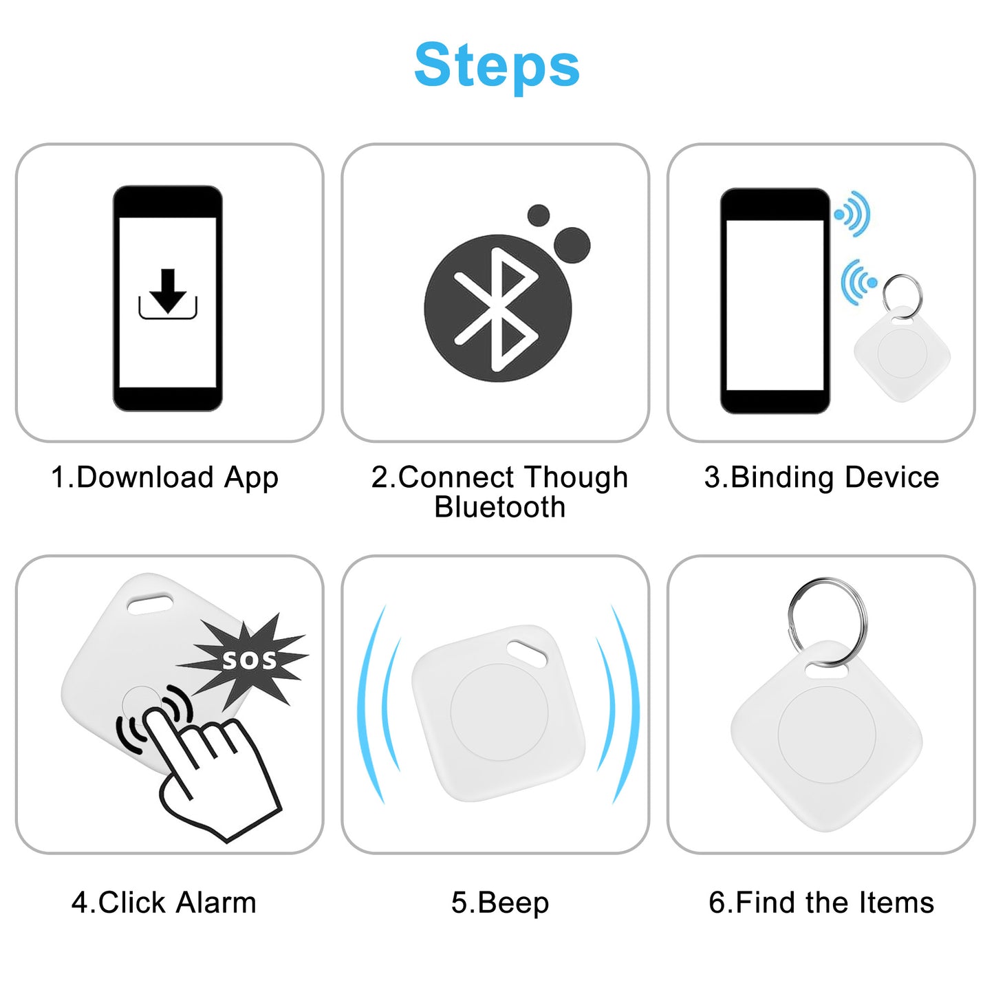 Anti-Loss Bluetooth Tracker - Replaceable Battery and 250 ft Bluetooth Range,Smart Mini GPS Locator Children's Pet Tracker Vehicle Locator
