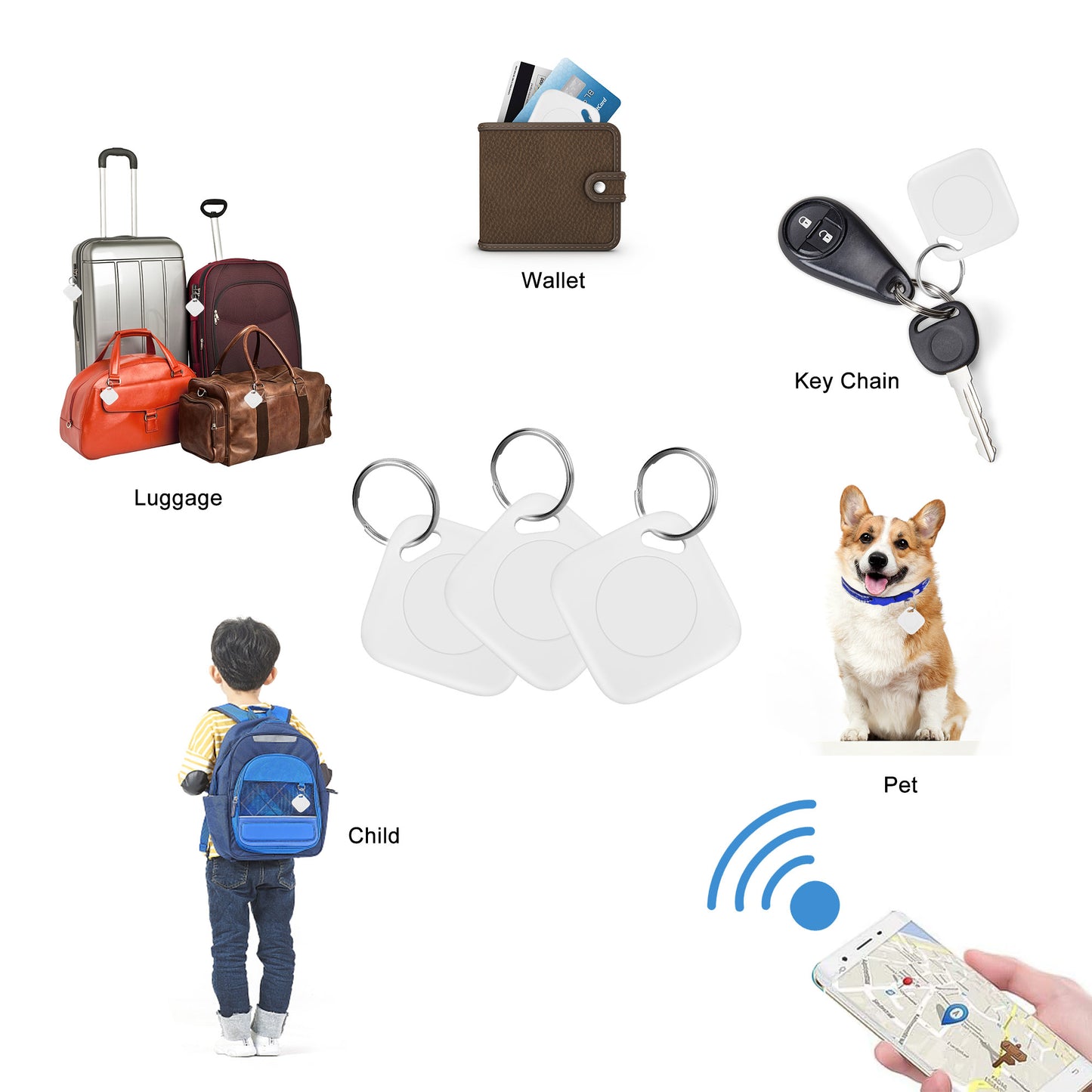 Anti-Loss Bluetooth Tracker - Replaceable Battery and 250 ft Bluetooth Range,Smart Mini GPS Locator Children's Pet Tracker Vehicle Locator