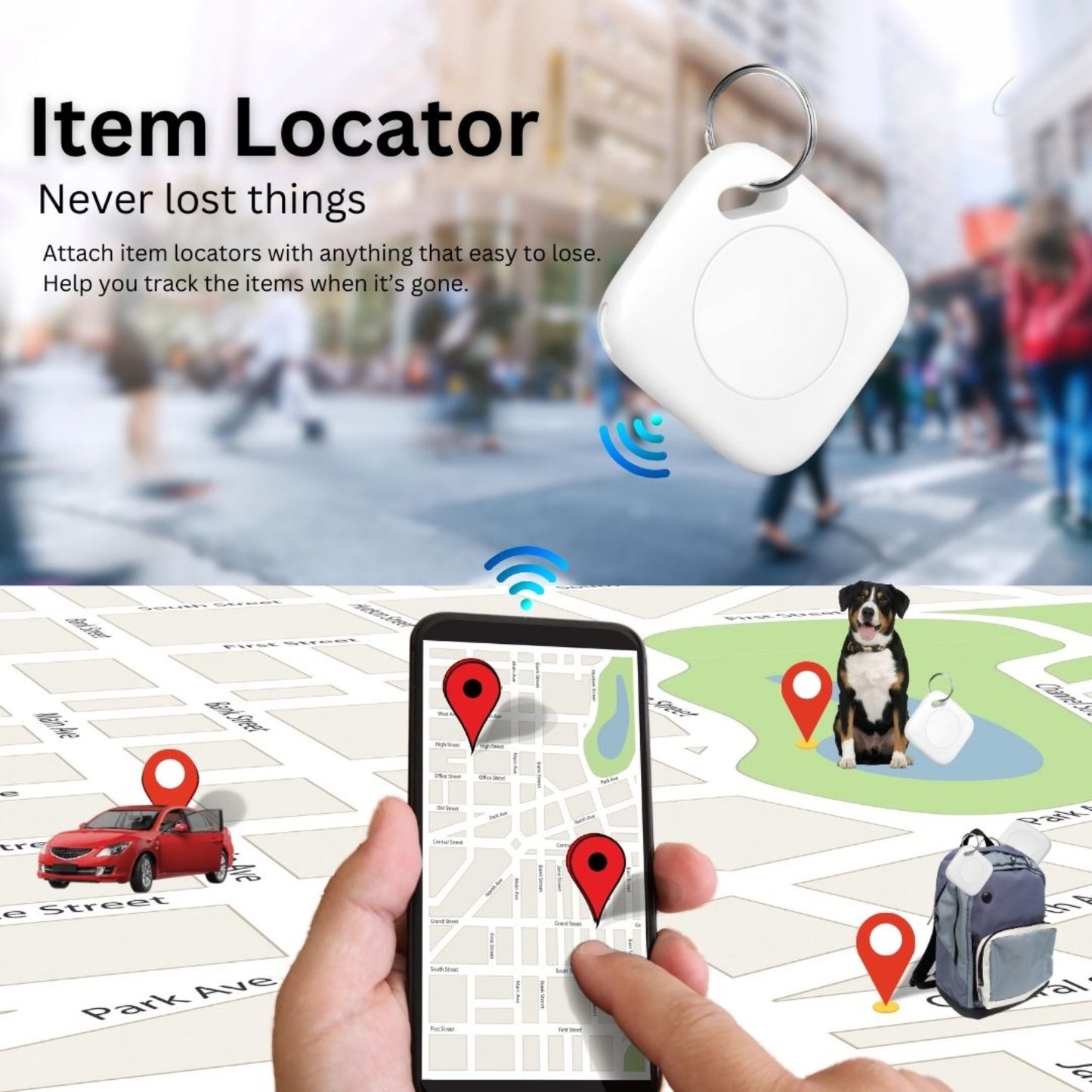 Anti-Loss Bluetooth Tracker - Replaceable Battery and 250 ft Bluetooth Range,Smart Mini GPS Locator Children's Pet Tracker Vehicle Locator