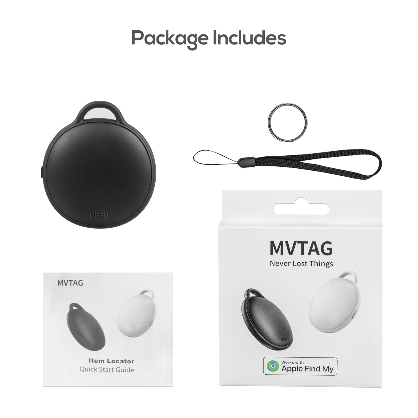 MVTAG Waterproof Bluetooth Tracker and Item Locator - Compatible with iOS Find My App - Replaceable Battery,Ideal for Keys, Bags, and Personal Items