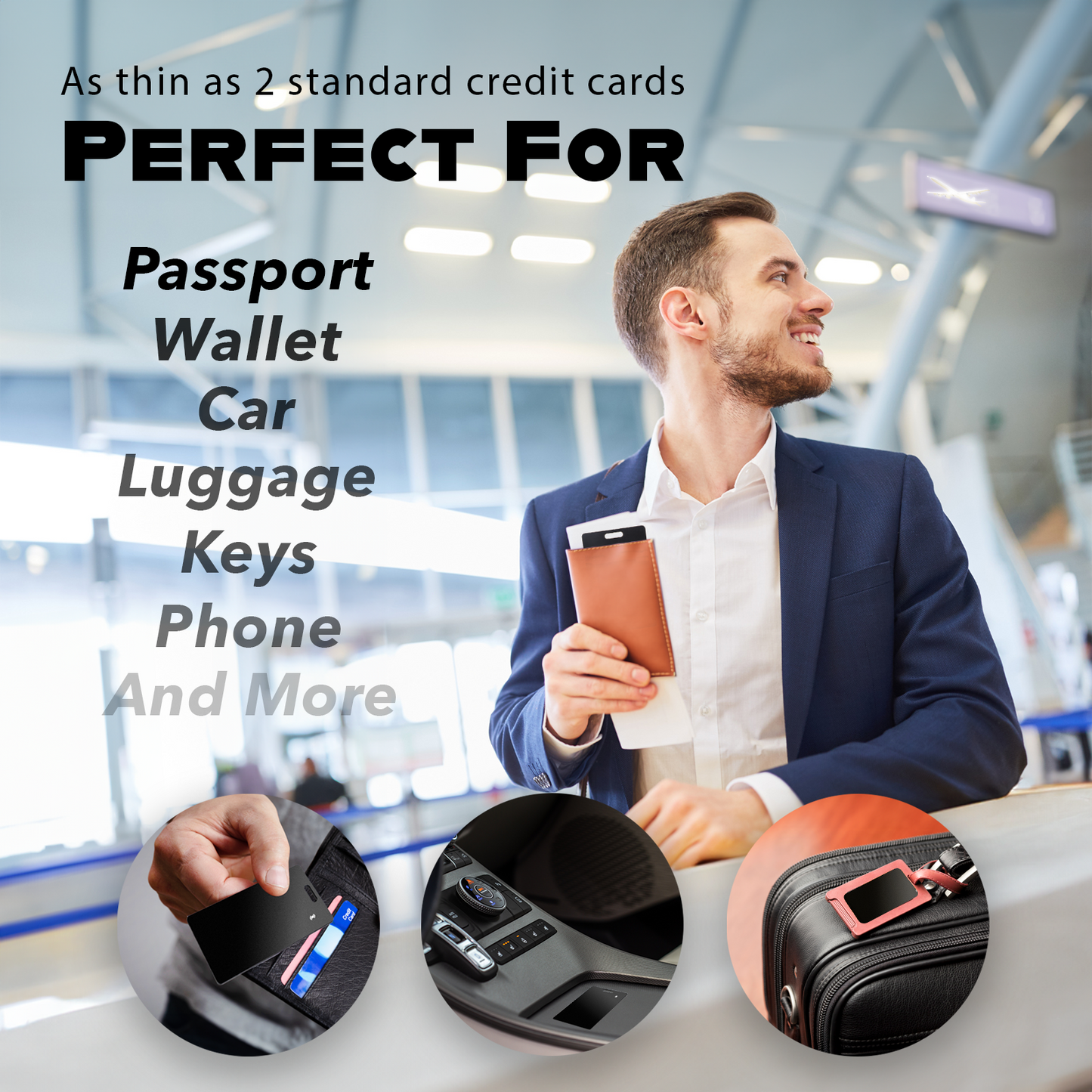 Smart Wallet Tracker Card - Ultra-Thin iOS Find My Compatible, Wireless Charging, Credit Card Sized SmartCard Tracker for Wallets and Passports
