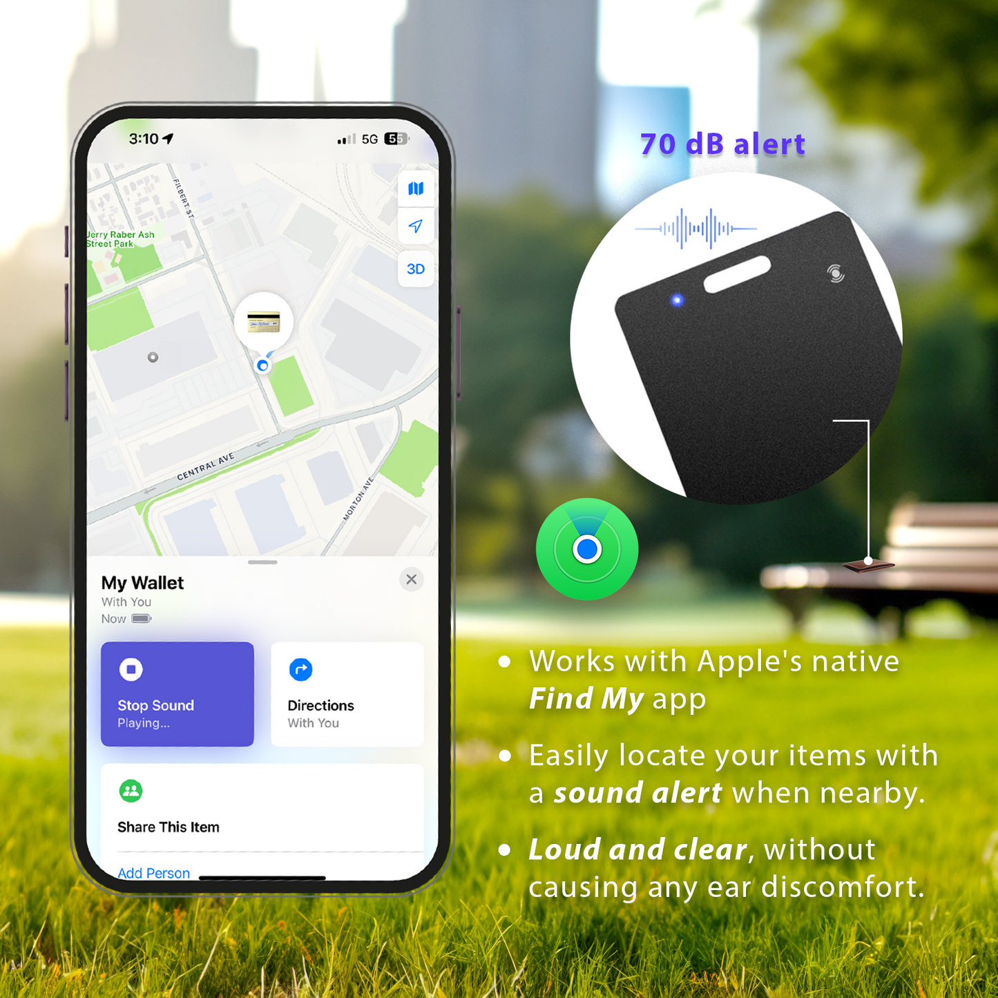 Smart Wallet Tracker Card - Ultra-Thin iOS Find My Compatible, Wireless Charging, Credit Card Sized SmartCard Tracker for Wallets and Passports