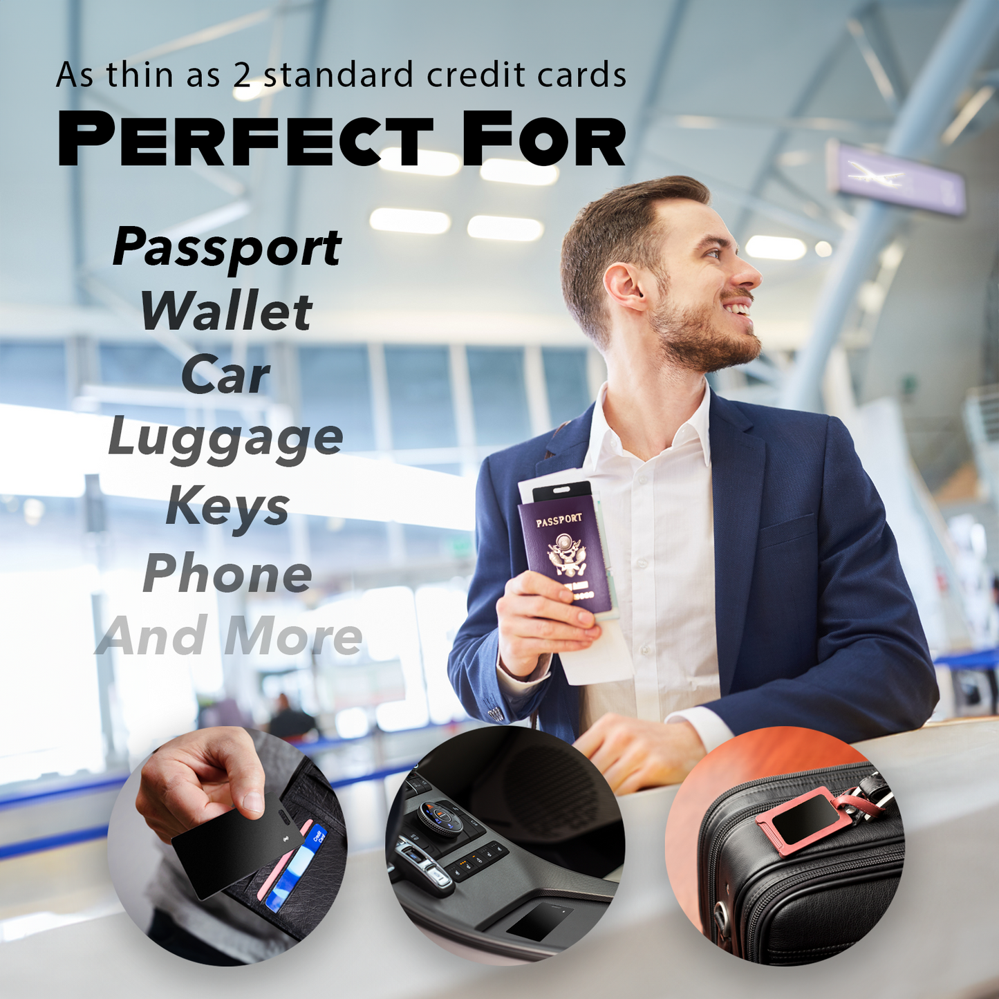 Smart Wallet Tracker Card - Ultra-Thin iOS Find My Compatible, Wireless Charging, Credit Card Sized SmartCard Tracker for Wallets and Passports